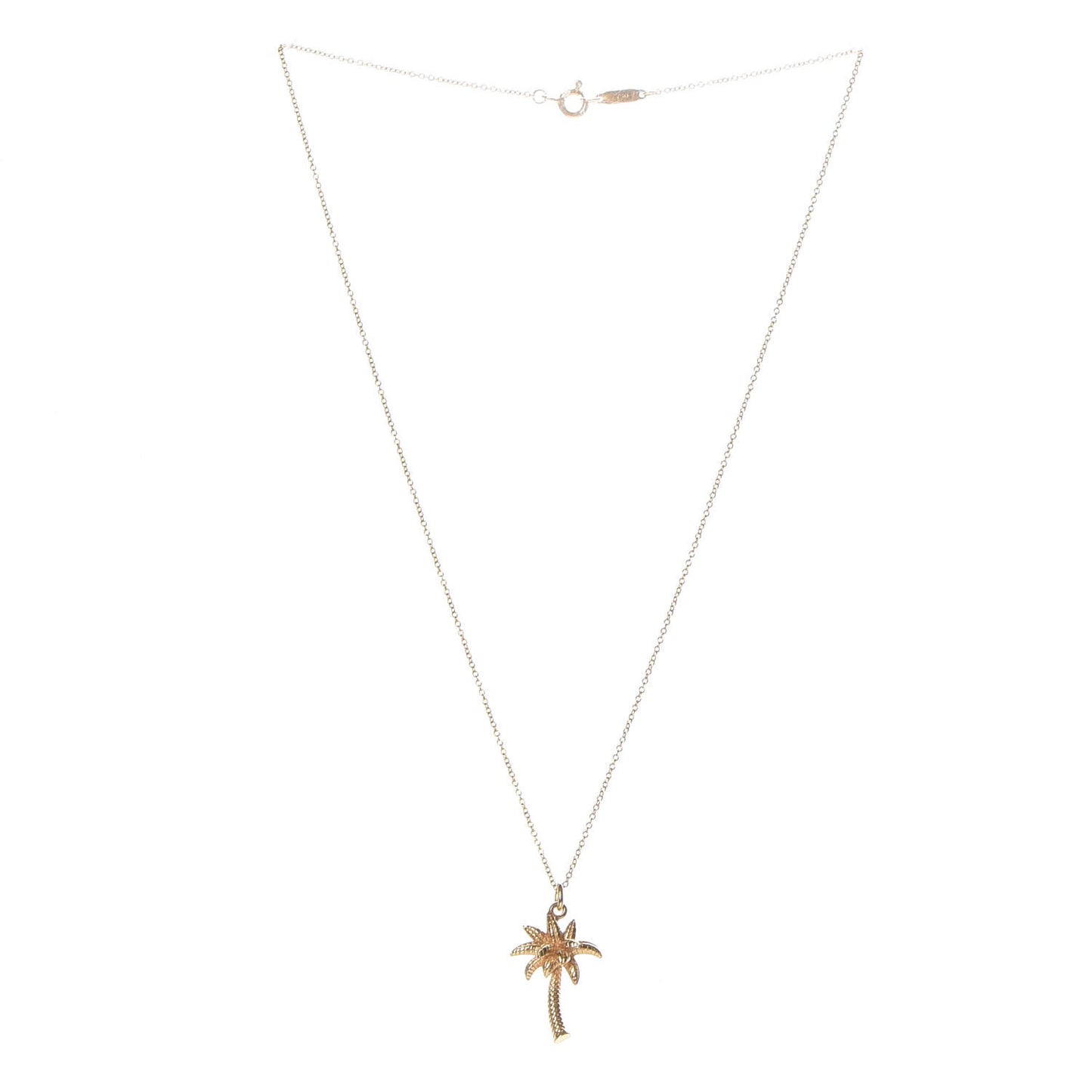 18K Yellow Gold Palm Tree Pendant Necklace