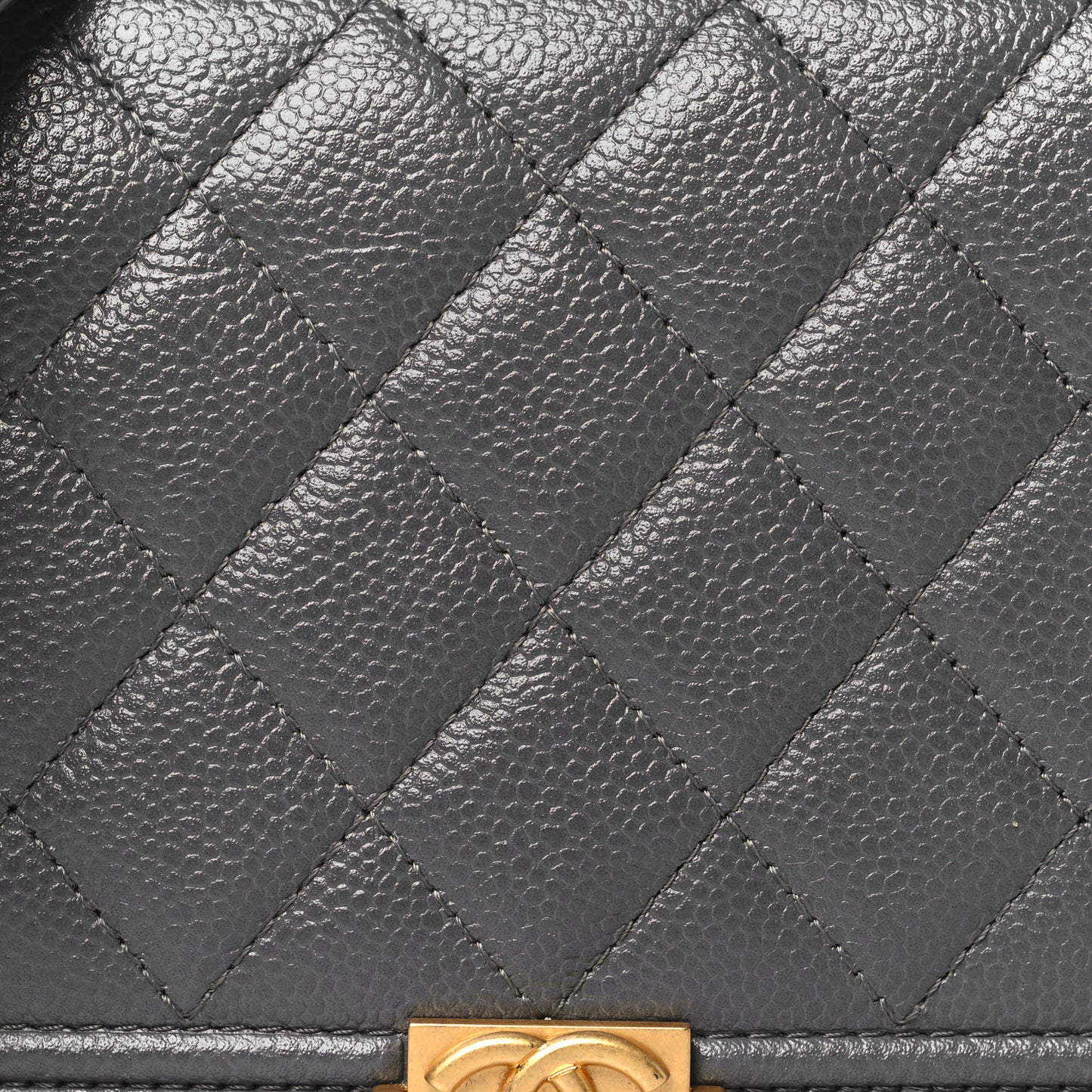 Caviar Quilted Mini Boy Wallet On Chain WOC Dark Gray