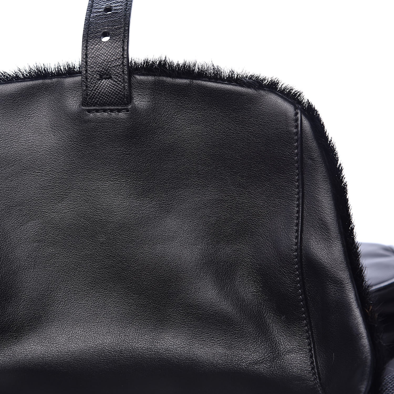 Prada Tessuto Nylon Saffiano Fur Backpack Black 12 of 12