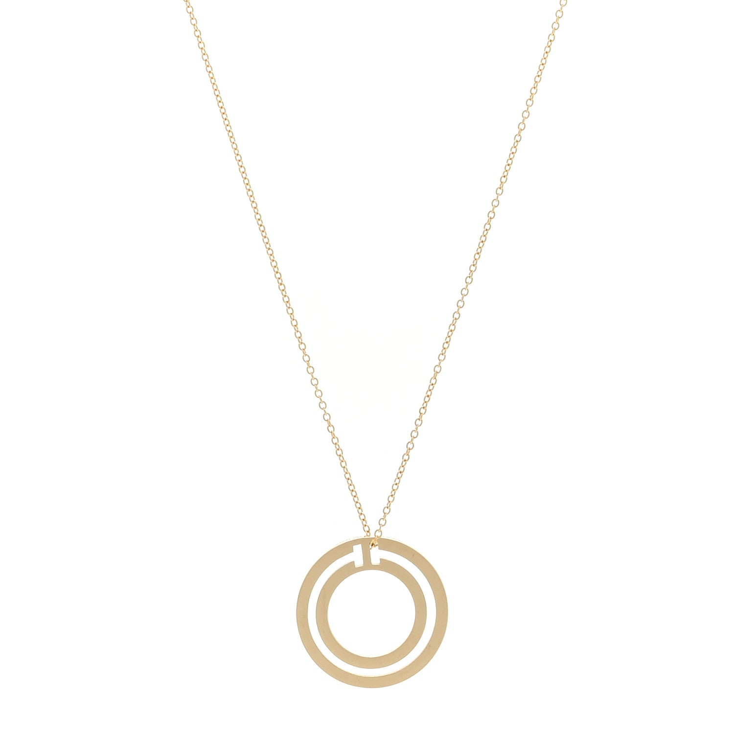 Tiffany 18K Yellow Gold T Circle Pendant Necklace 1 of 5