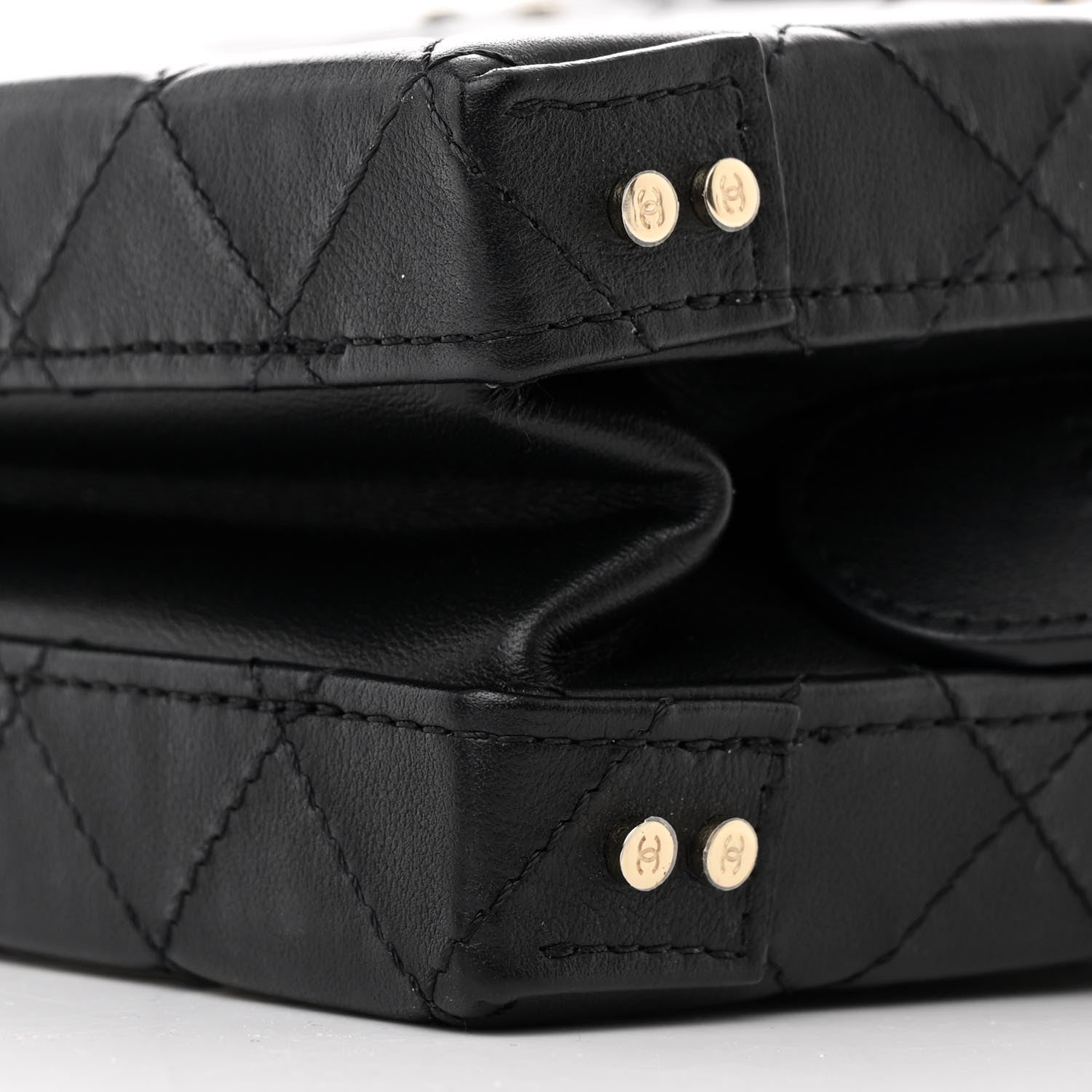 Chanel Calfskin Quilted Studded Square Vanity Case Black 10 of 11