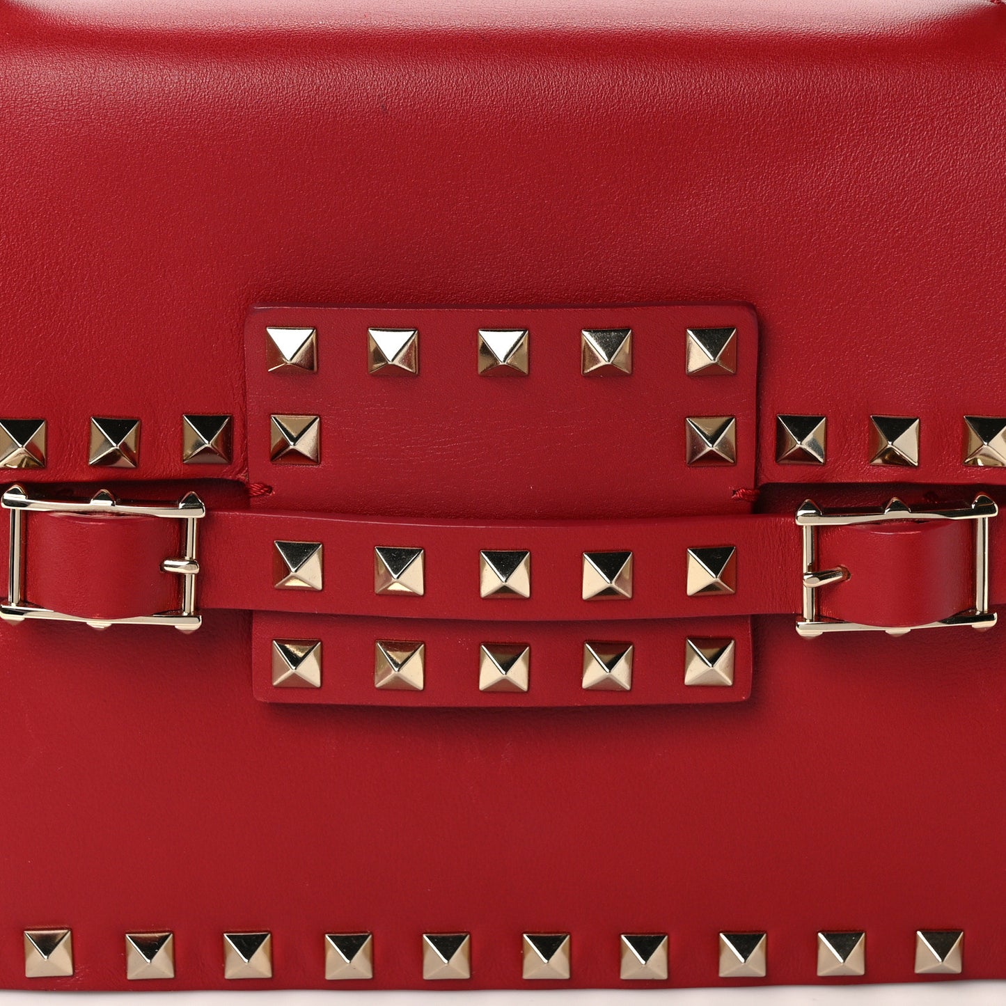 Calfskin Rockstud Flap Shoulder Bag Rosso Valentino