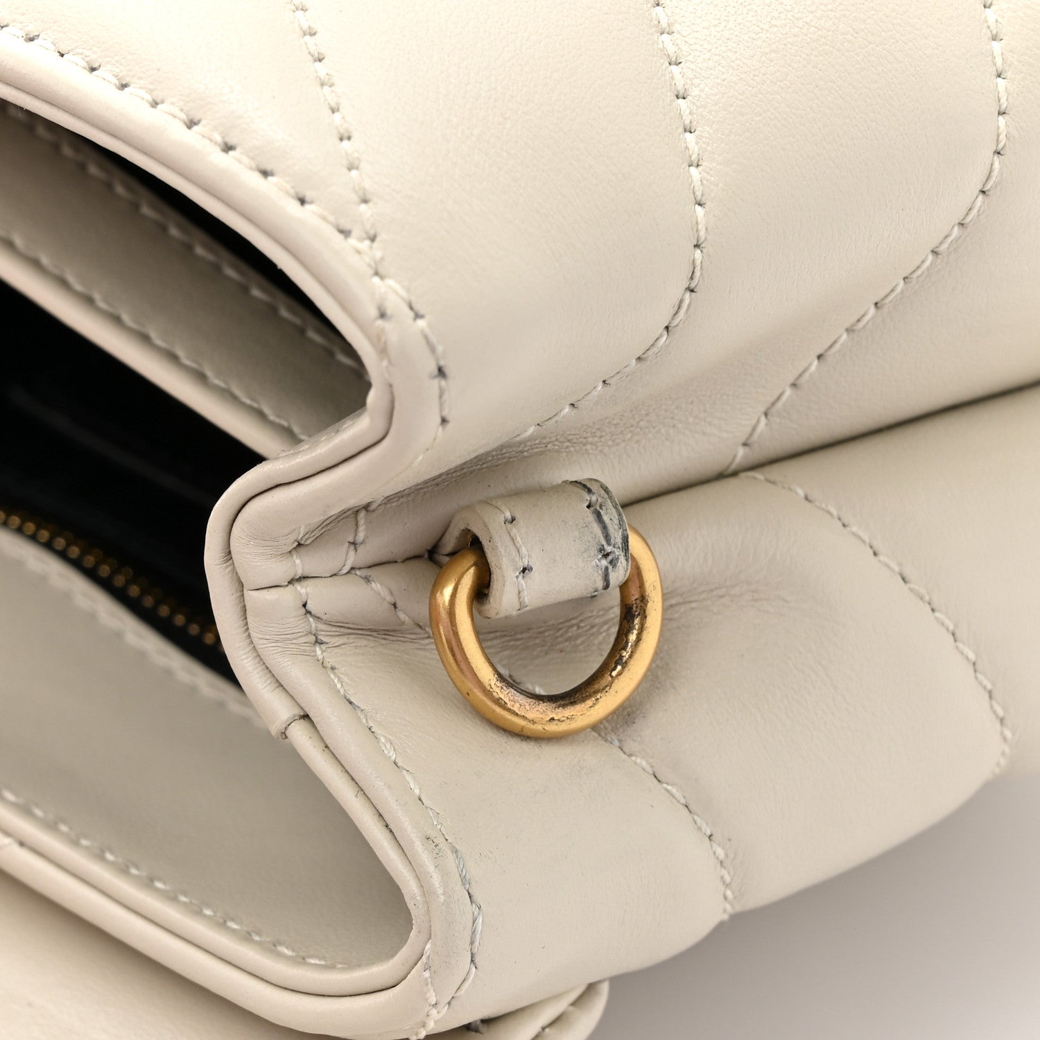 Saint Laurent Calfskin Y Quilted Monogram Toy Loulou Crossbody Bag Crema Soft 12 of 14