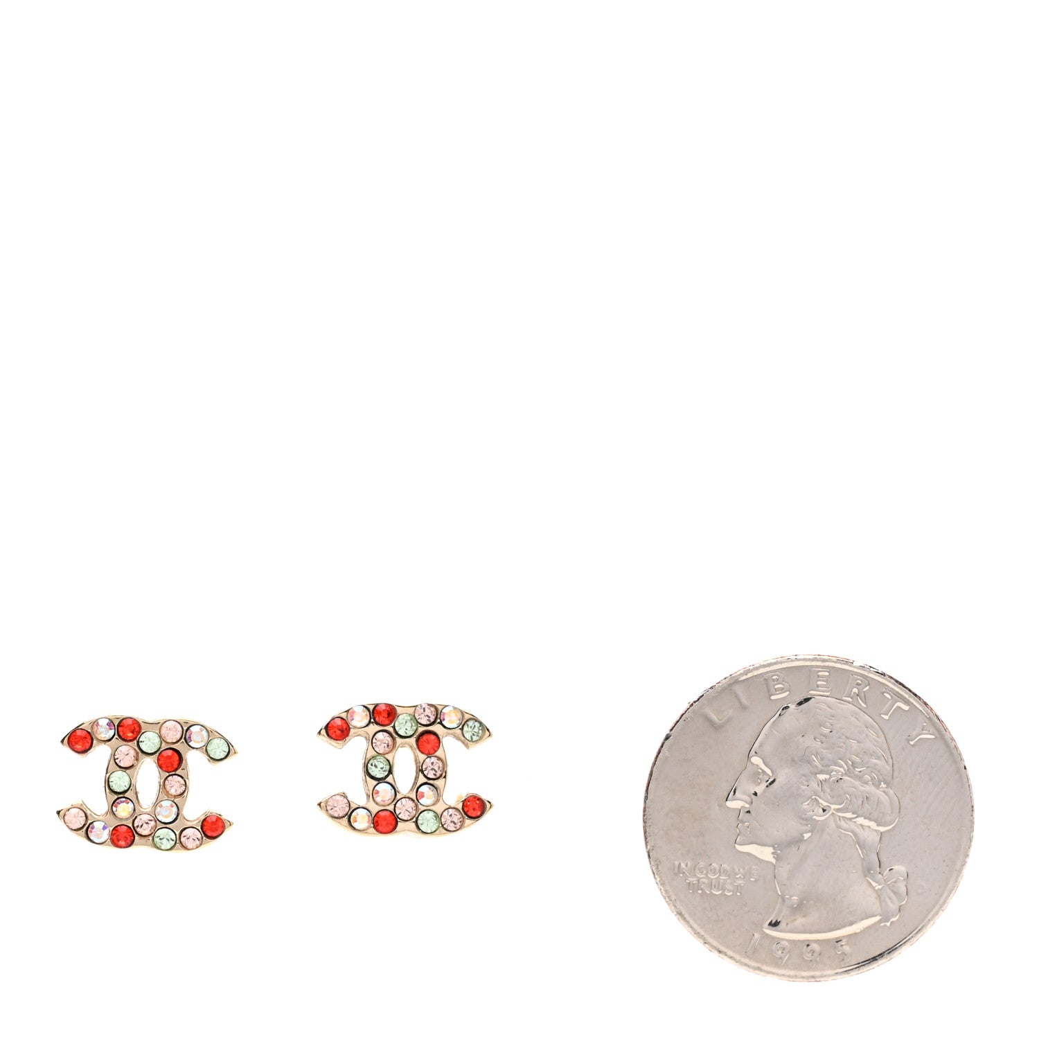 Chanel Crystal CC Earrings Gold Multicolor 2 of 4