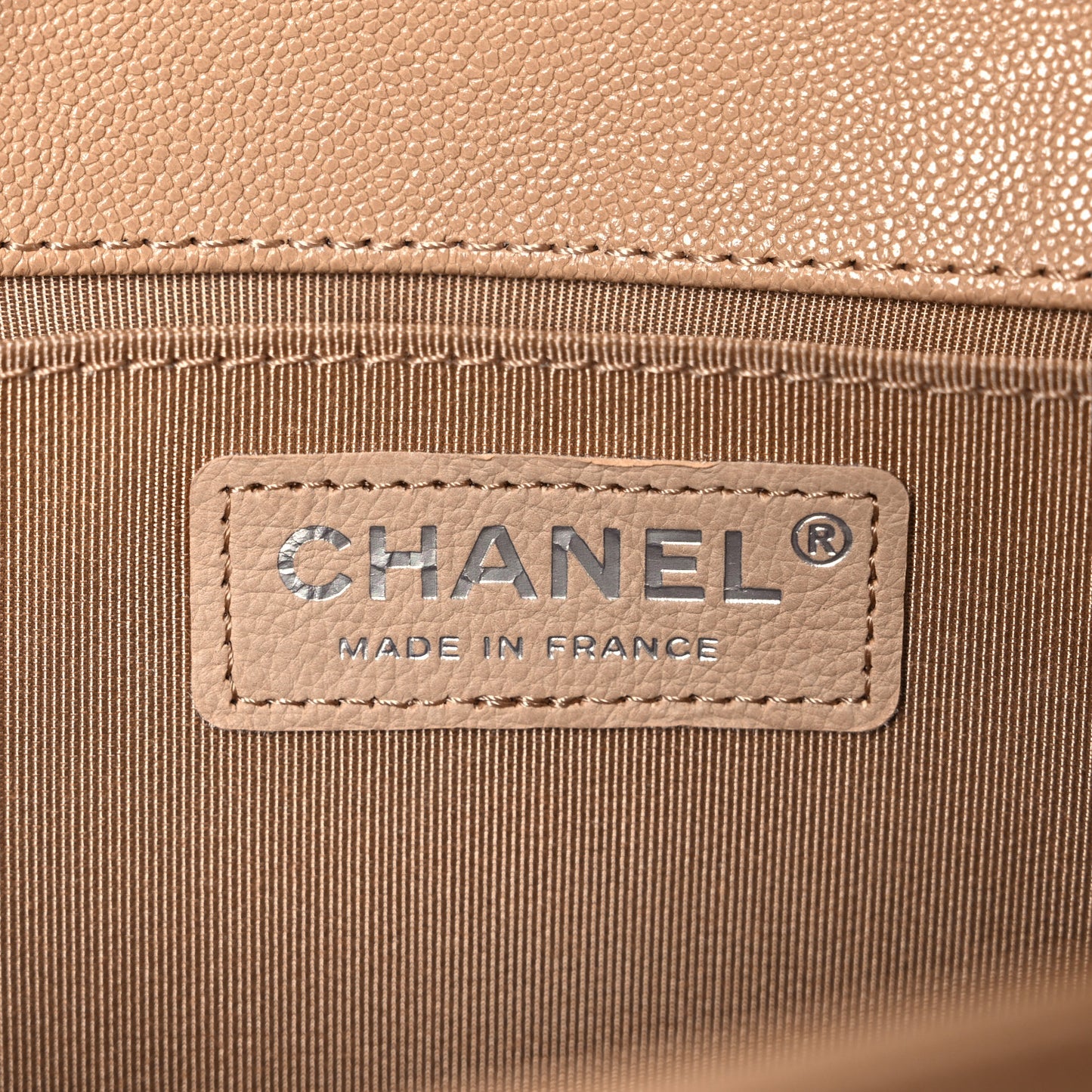 Caviar Quilted Medium Boy Flap Beige