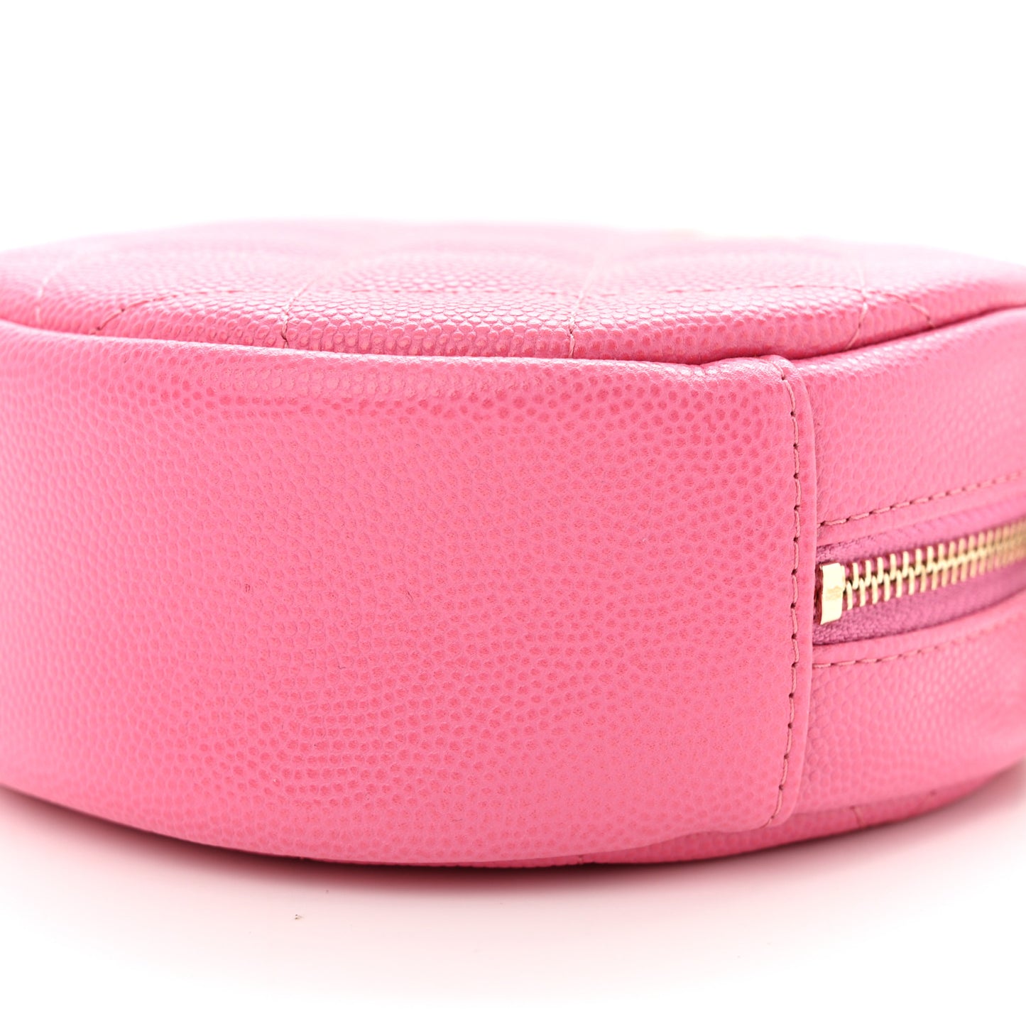 Caviar Quilted Round Clutch With Chain Pink