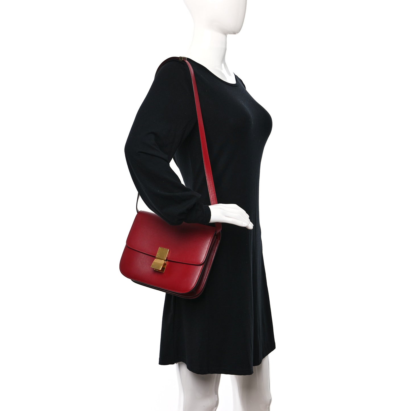 Box Calfskin Medium Classic Box Flap Bag Red