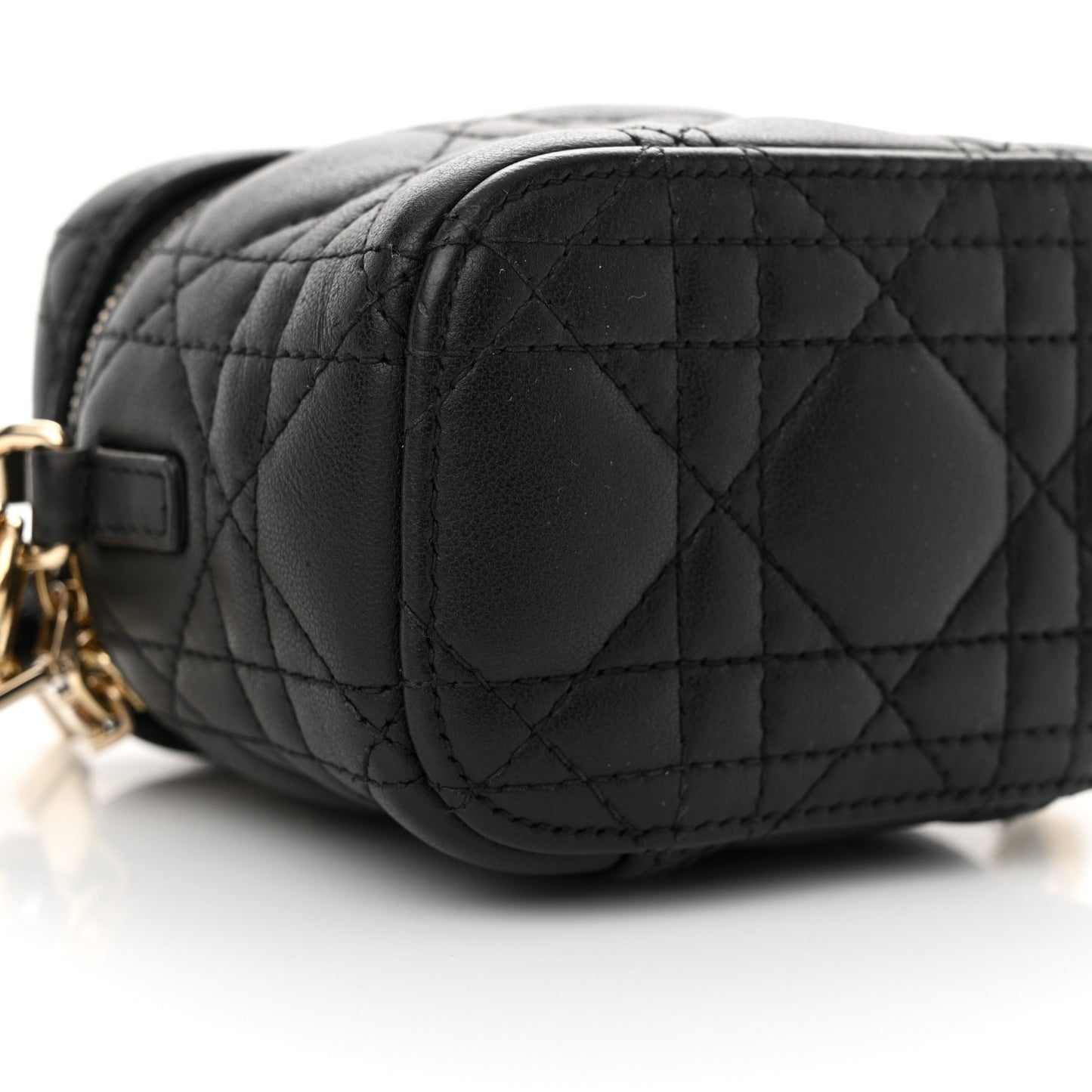 Lambskin Cannage Micro Lady Dior Vanity Case Black