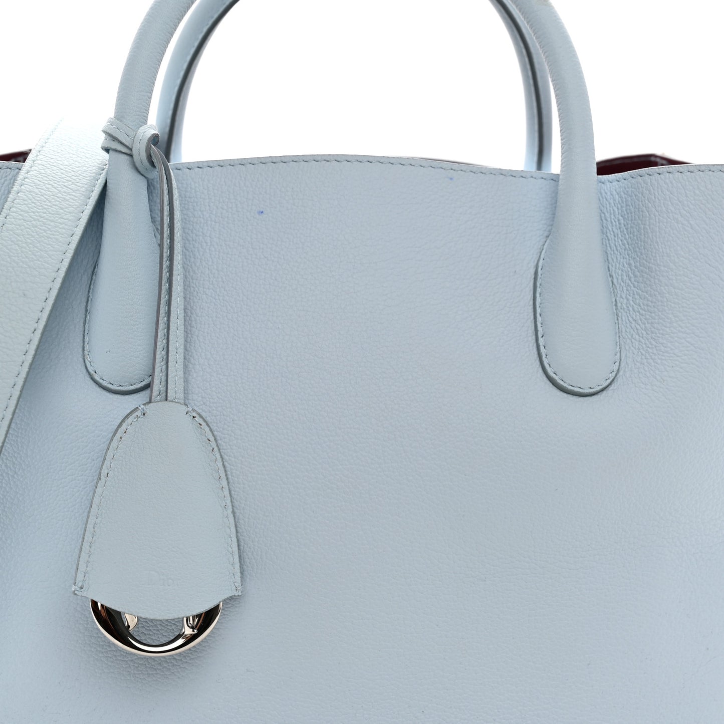 Supple Grained Calfskin Medium Open Bar Tote Light Blue