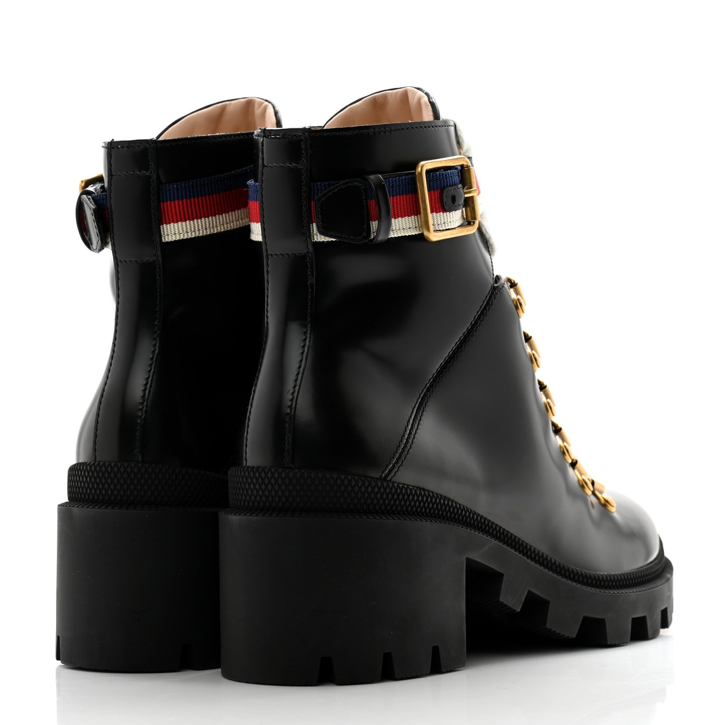 Calfskin Sylvie Web Womens Lace Up Combat Boots 35.5 Black