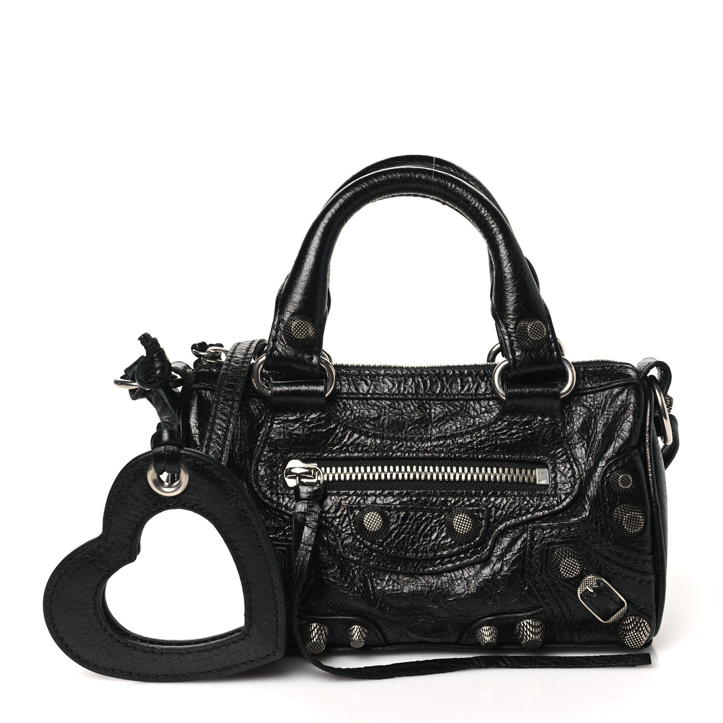 Agneau Arena Crystal Neo Nano Cagole Handbag Black