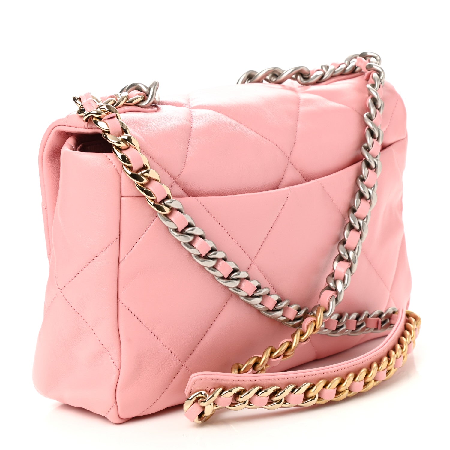 Chanel Lambskin Quilted Large Chanel 19 Flap Light Pink 3 of 10
