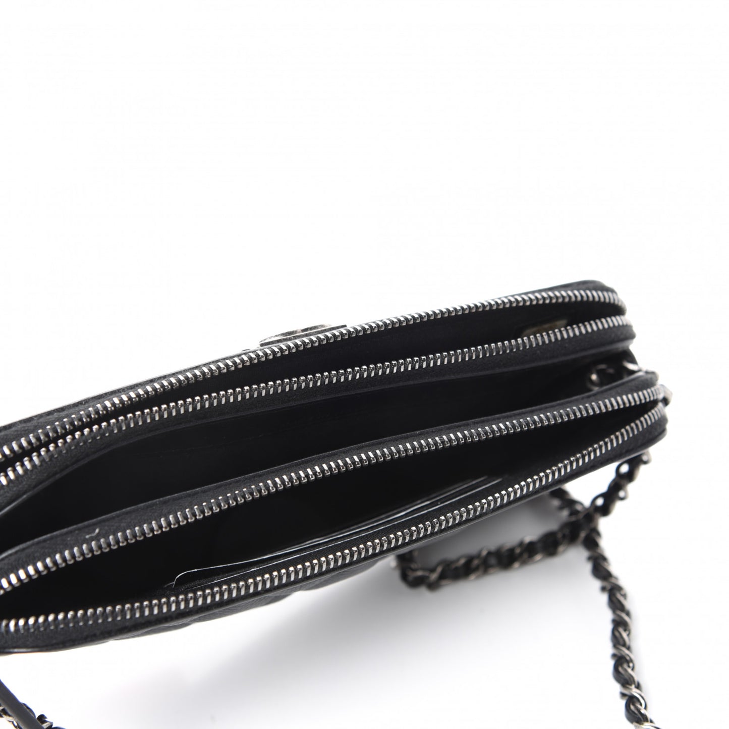 Calfskin Quilted Small Boy Clutch With Chain Black