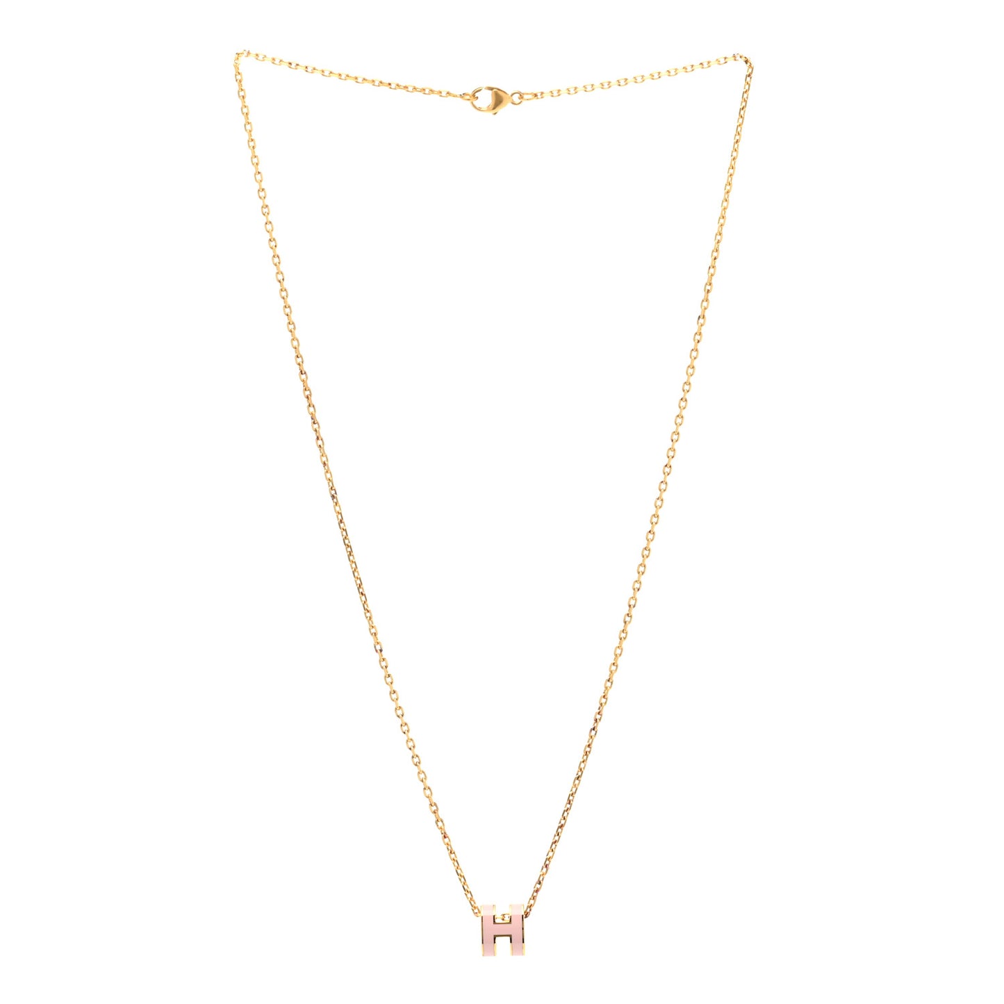 Lacquered Gold Mini Pop H Pendant Necklace Rose Dragee