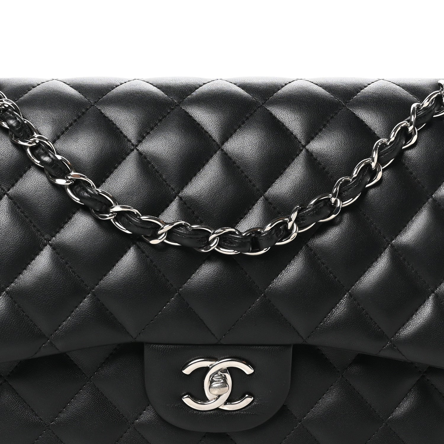Chanel Lambskin Quilted Jumbo Double Flap Black 8 of 10