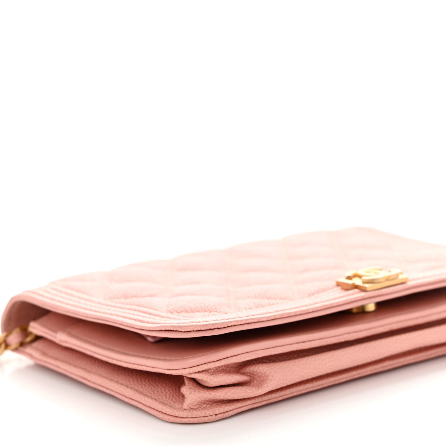 Chanel Caviar Quilted Boy Wallet On Chain WOC Pink 10 of 13
