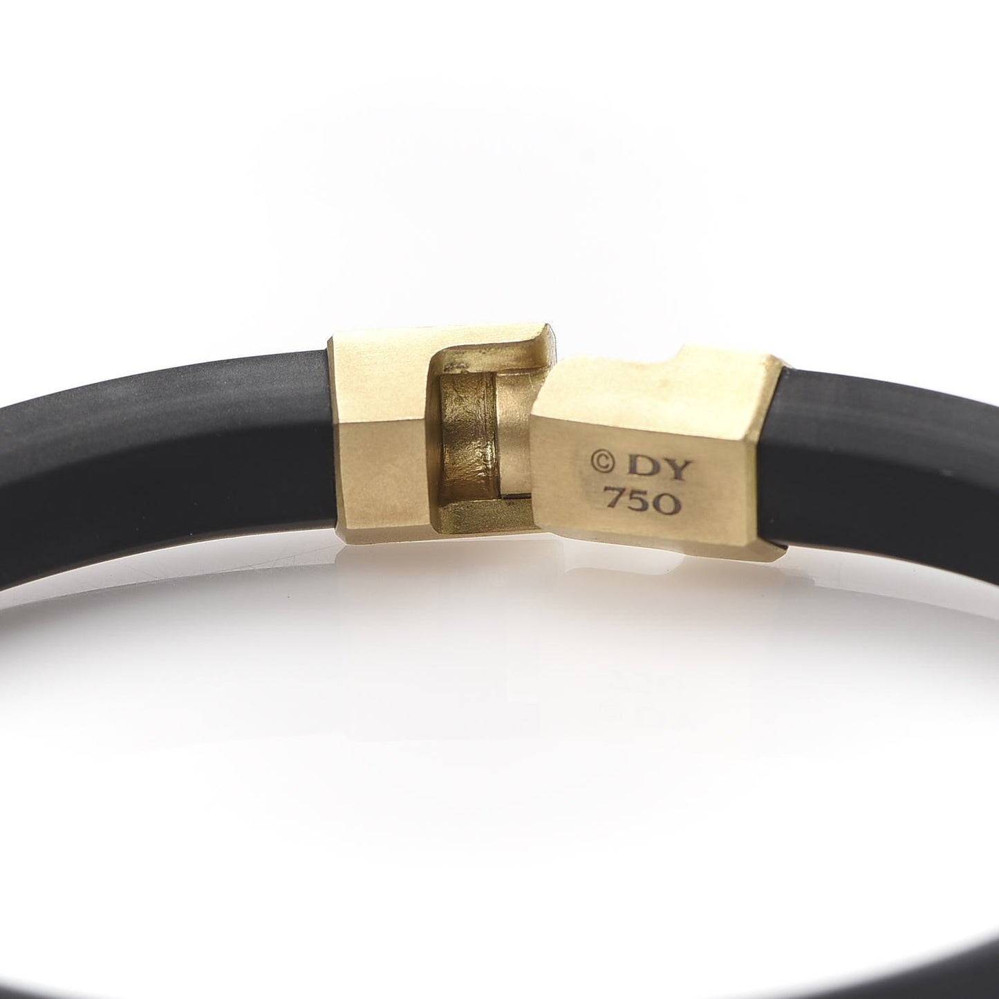 18K Yellow Gold Rubber 10.5mm Hex Bracelet Black