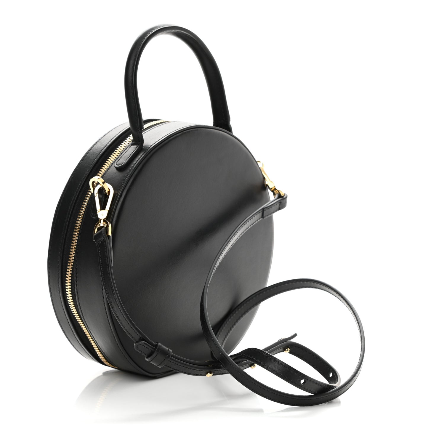 Calfskin Circle Crossbody Bag Black