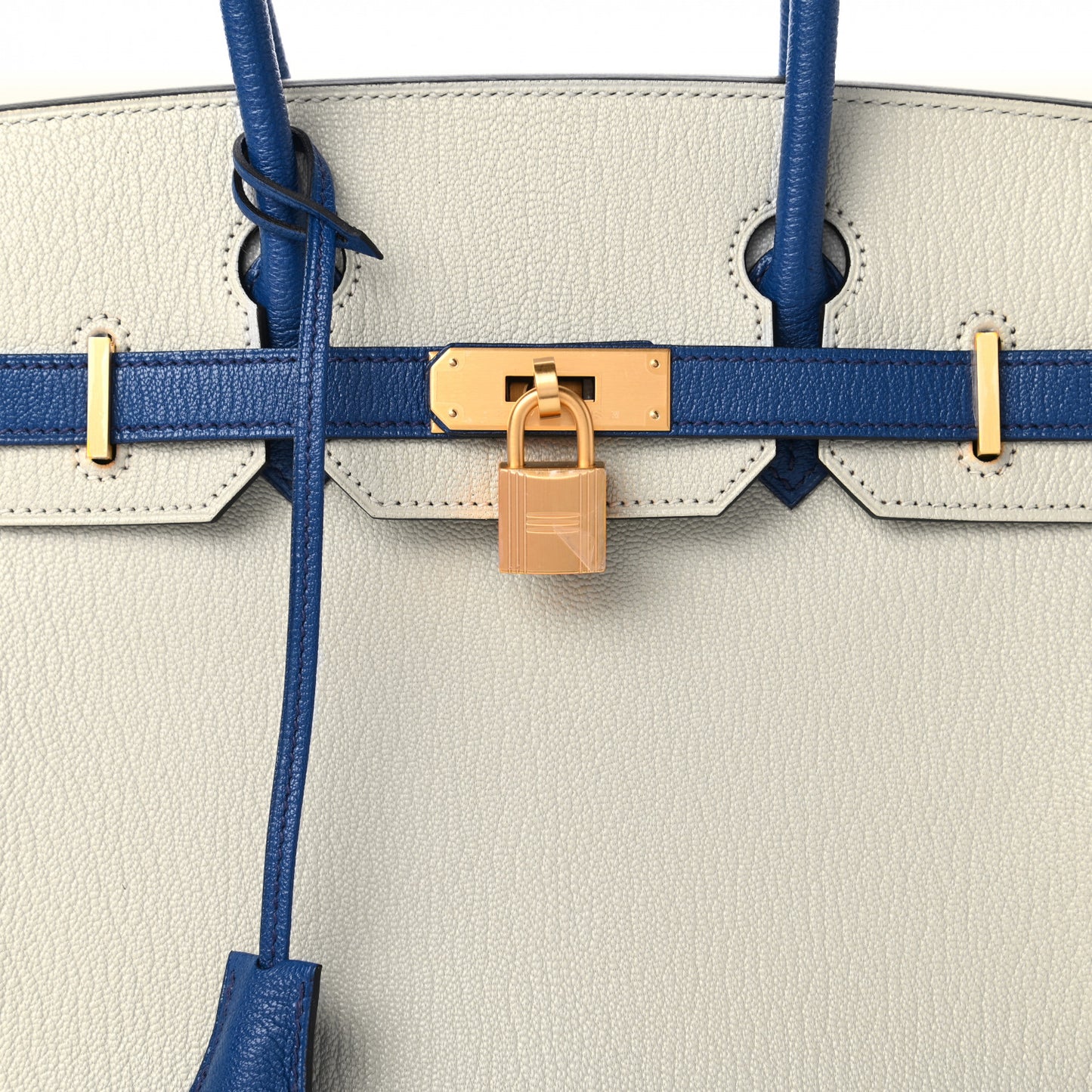 Chevre Mysore Bi-Color Horseshoe Birkin 30 Gris Perle Bleu Brighton