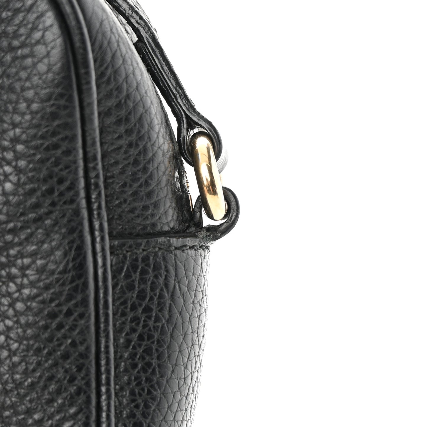 Pebbled Calfskin Small Soho Disco Bag Black