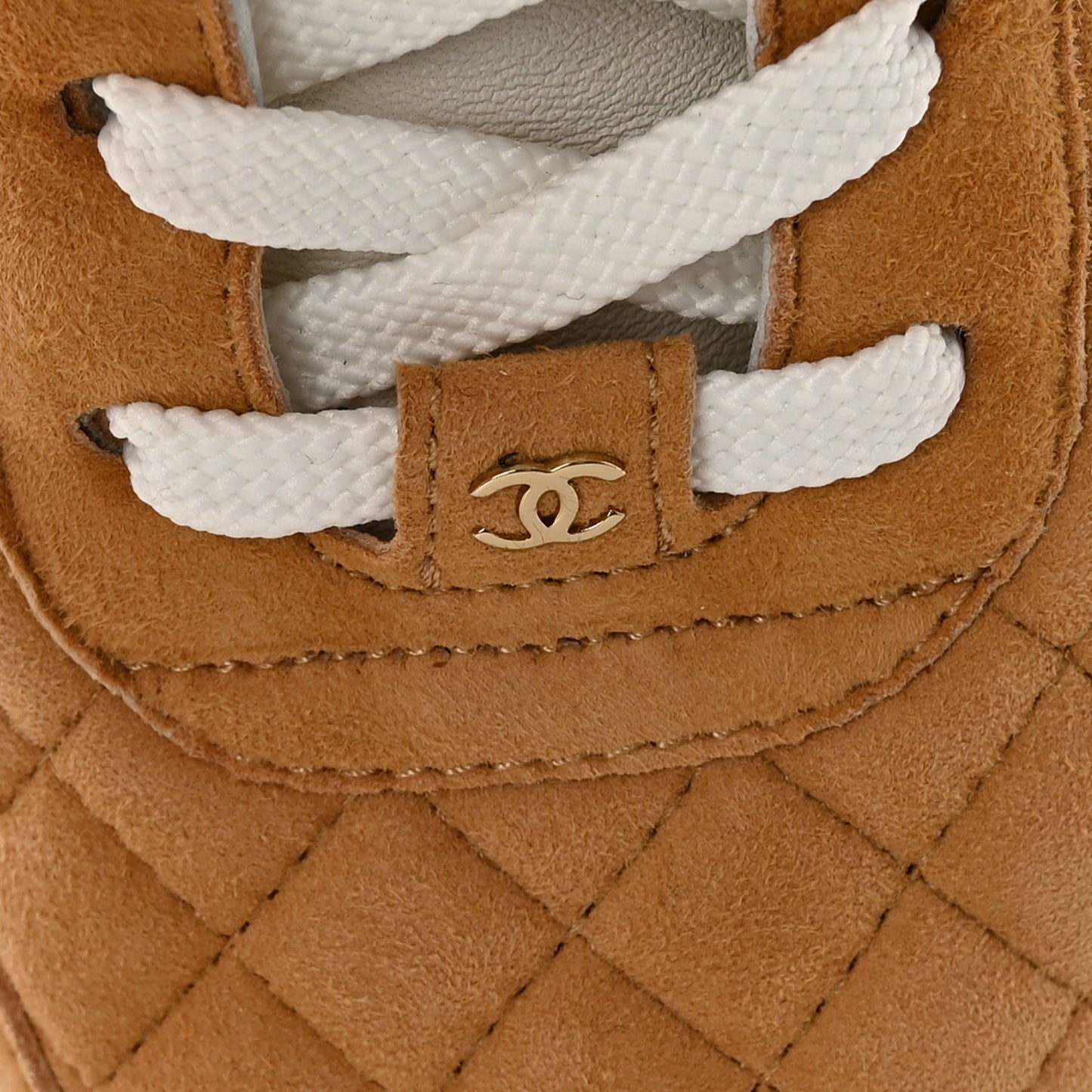 Suede Kidskin Quilted Sneakers 39 Dark Beige