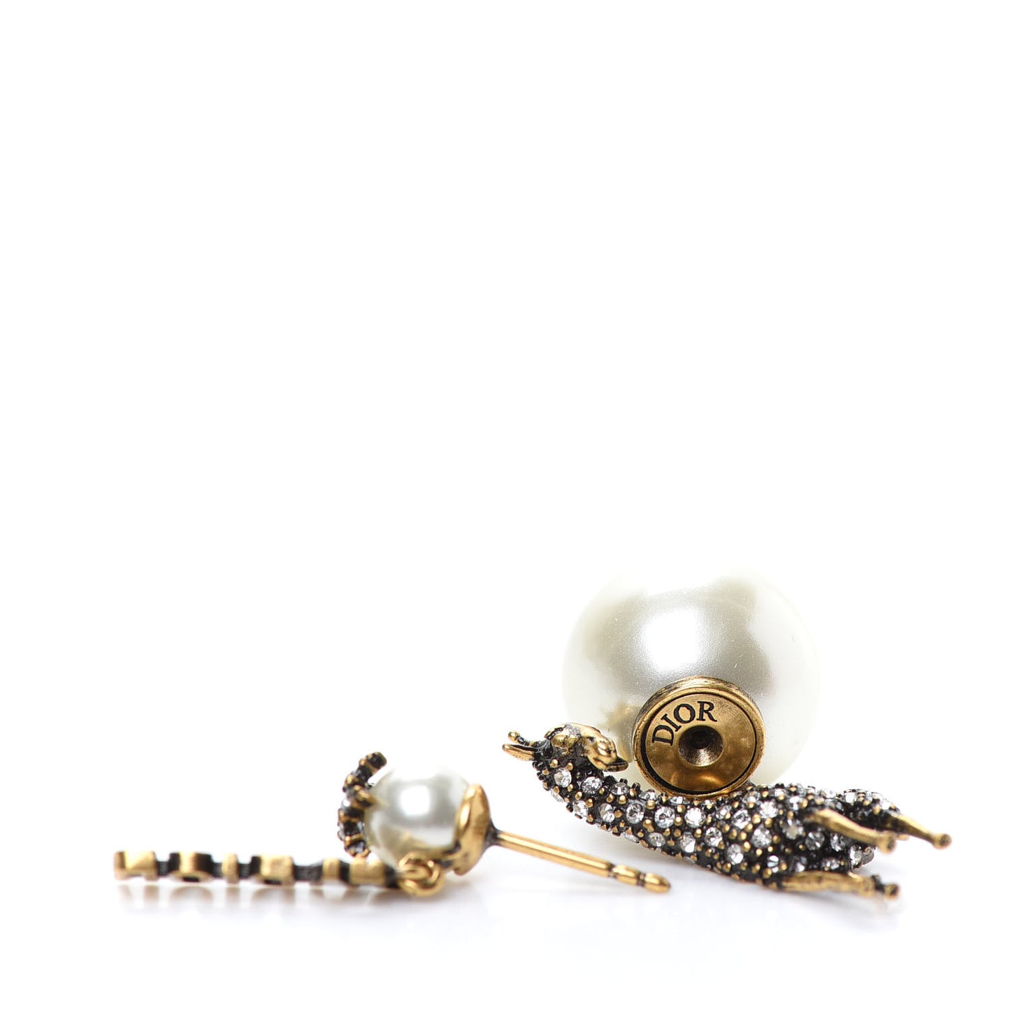 Crystal Pearl Giraffe J'Adior Earring Gold