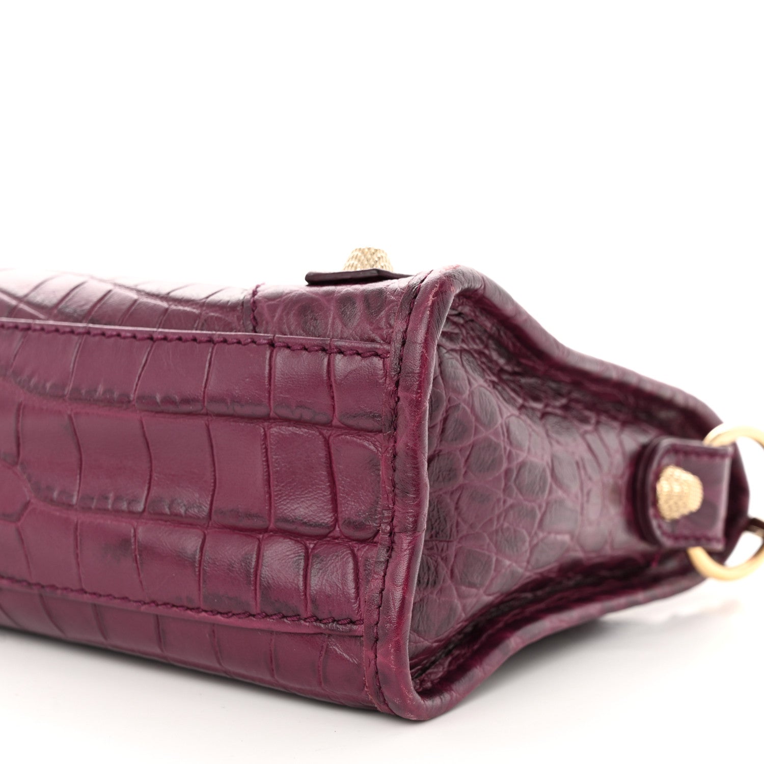 Balenciaga Calfskin Crocodile Embossed Giant 12 Gold Hardware Mini City Violet Prune 10 of 10