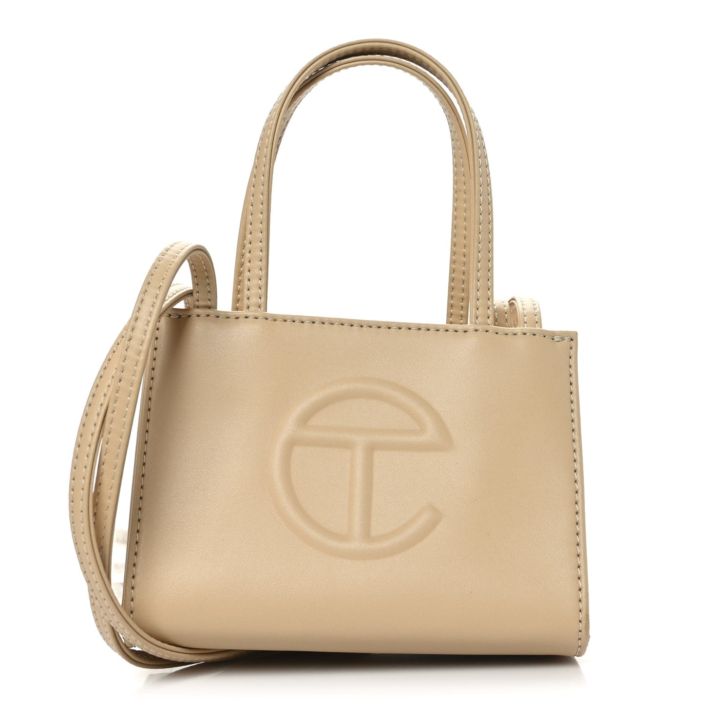 Vegan Leather Small Shopping Bag Cream