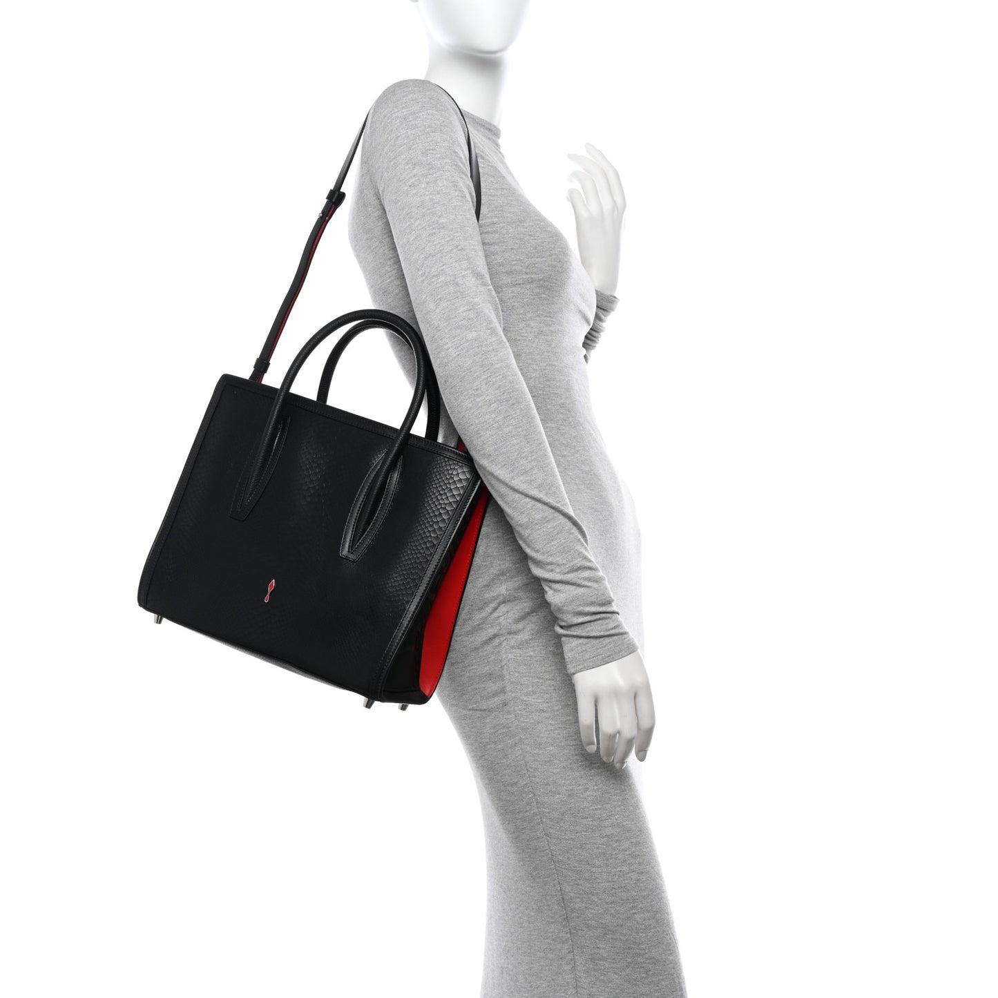 Snakeskin Medium Paloma Tote Black