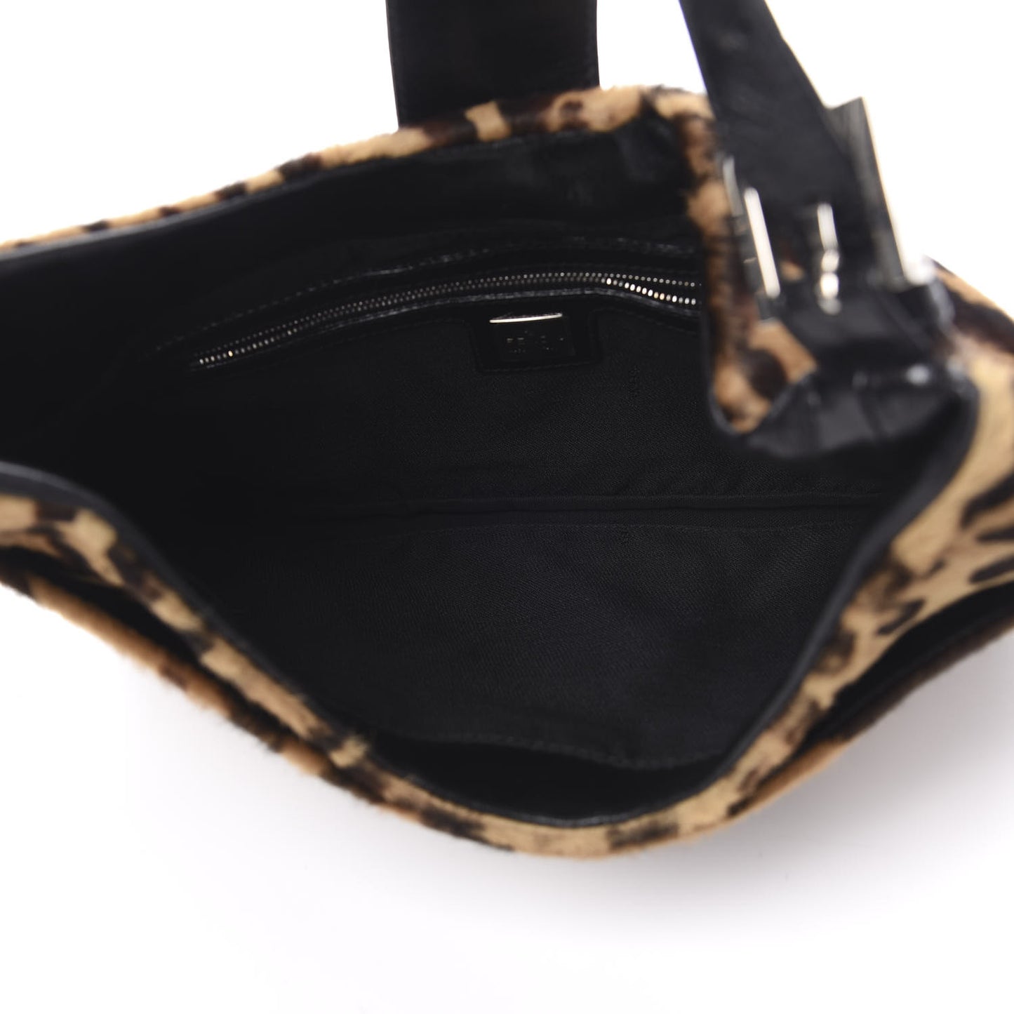Calf Hair Leopard Print Shoulder Bag Brown Black