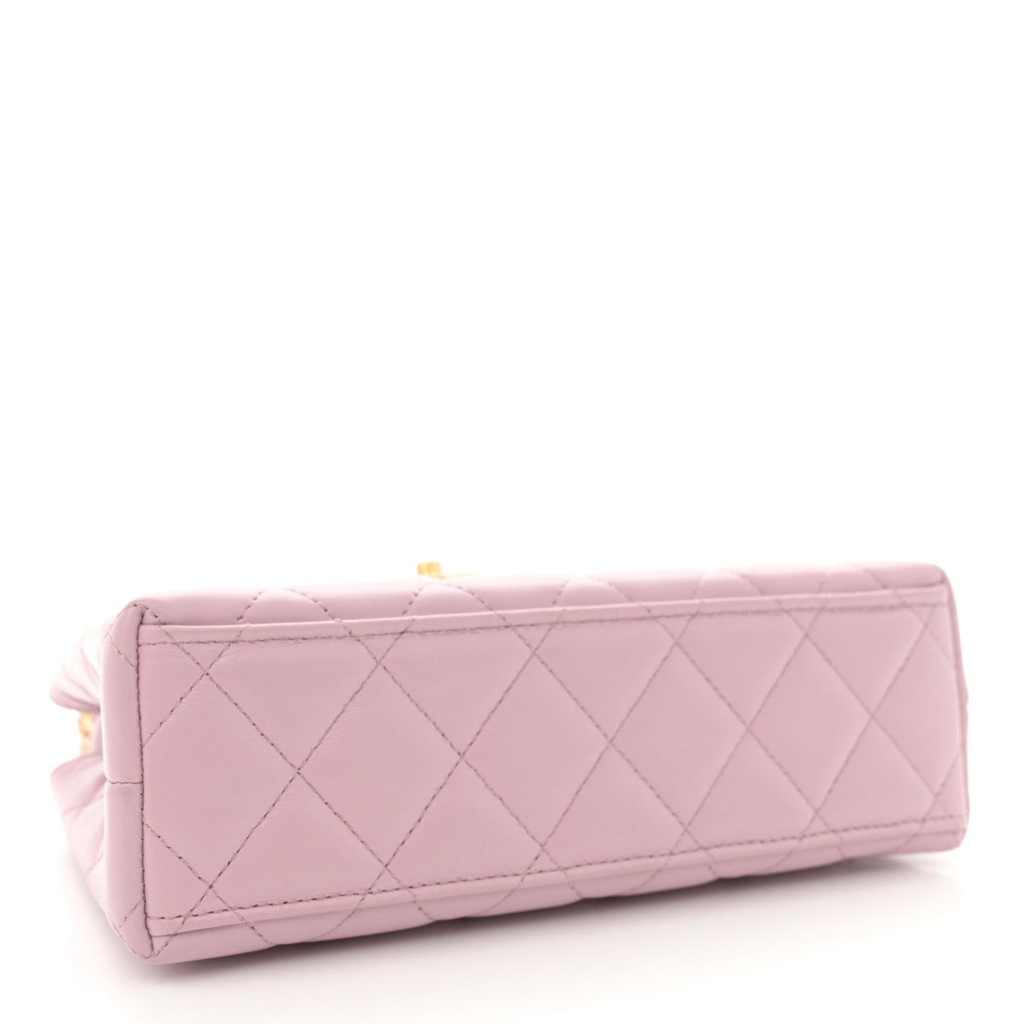 Shiny Aged Calfskin Quilted Nano Kelly Shopper Pink