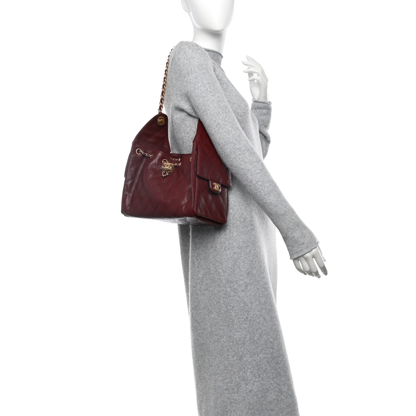 Caviar Quilted Small Chanel 25 Handbag Burgundy