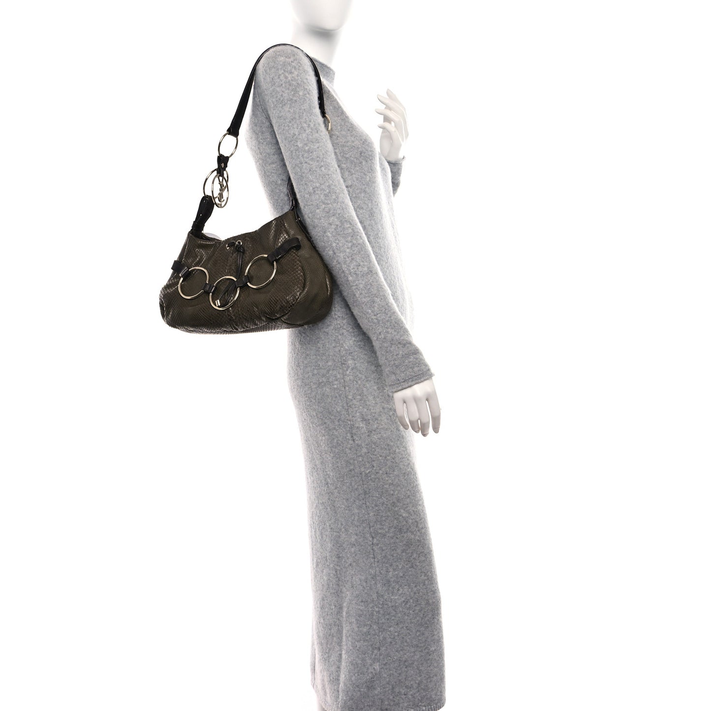 Snakeskin Saharienne Shoulder Bag Green