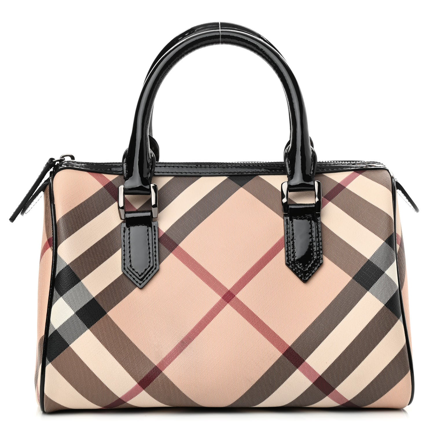 Burberry Supernova Check Patent Small Chester Bowling Bag Black 1134699