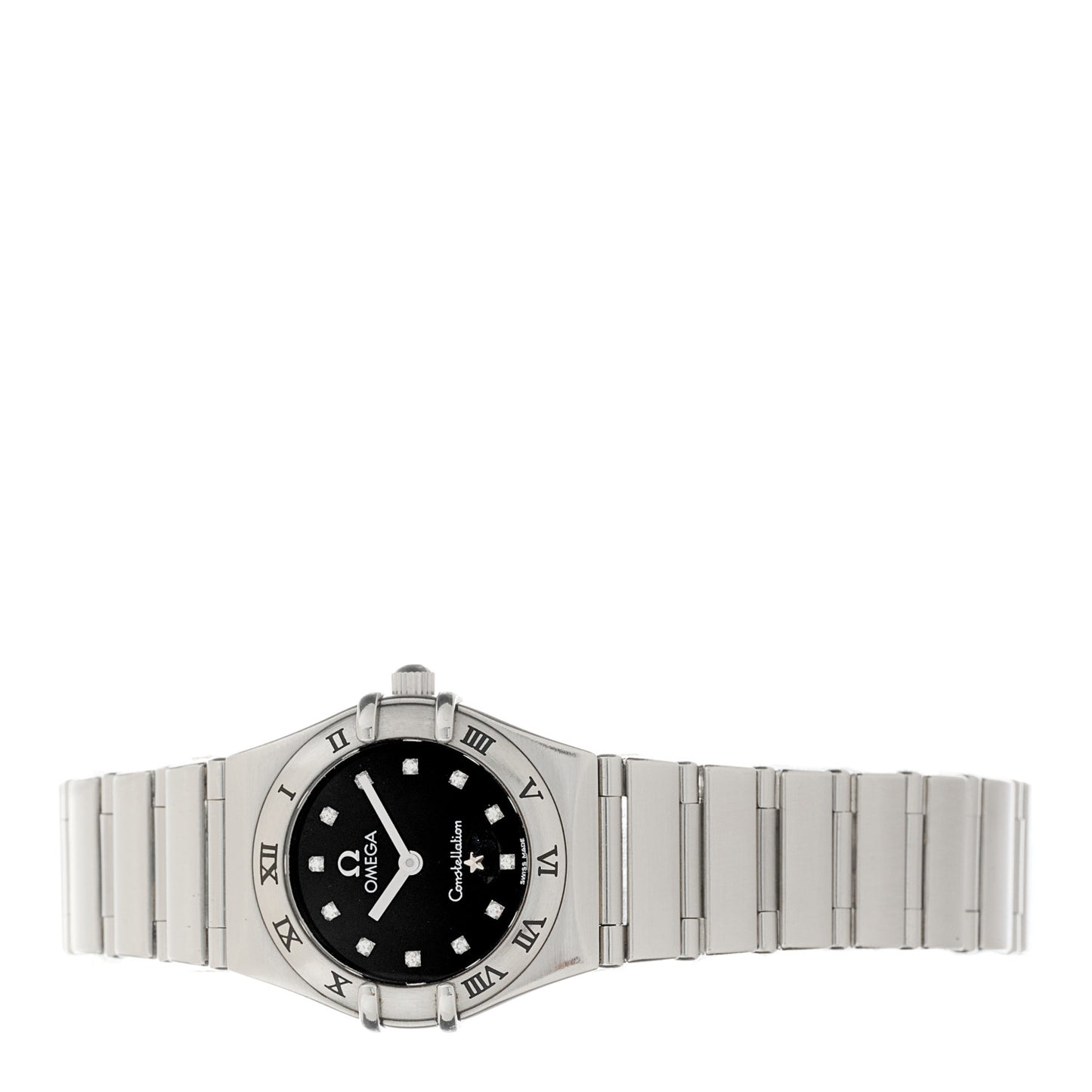 Stainless Steel Diamond 22mm Constellation Quartz Watch Black 1562.56