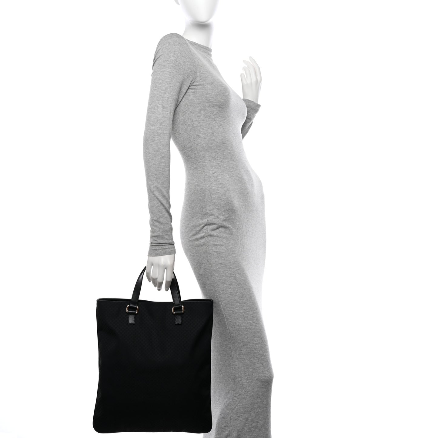 Nylon Microguccissima Flat Vertical Tote Black