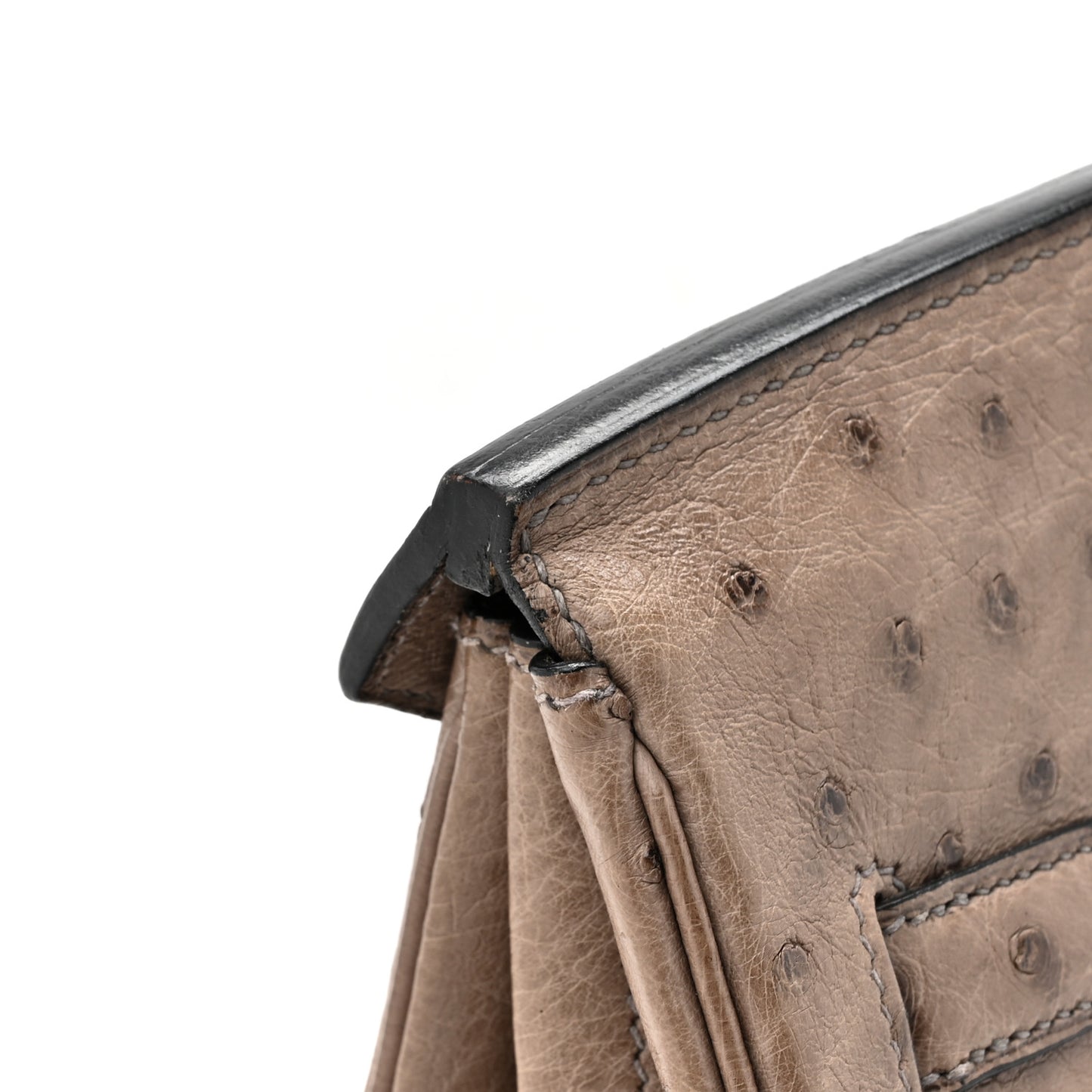 Ostrich Birkin 35 Gris Tourterelle