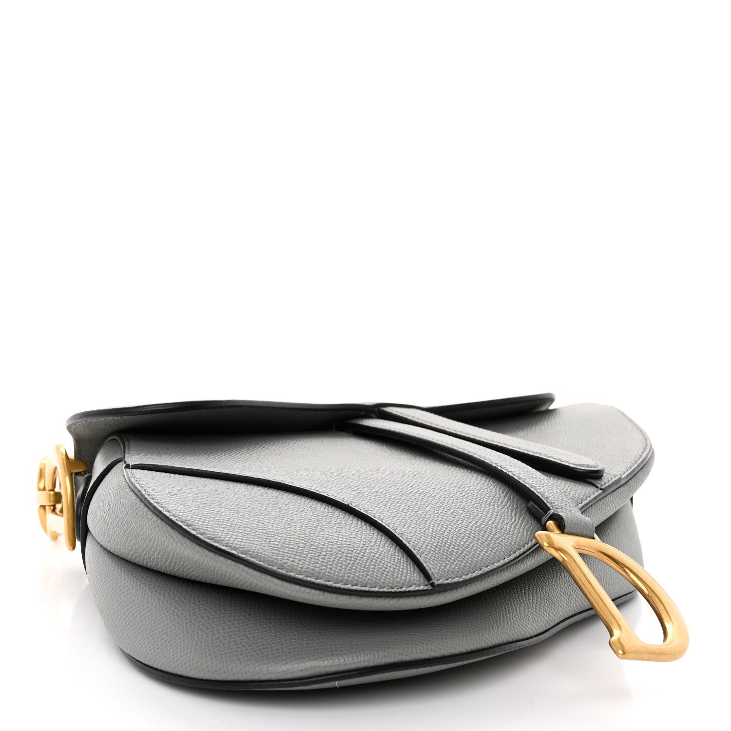 Christian Dior Grained Calfskin Saddle Bag Grey 4 of 9