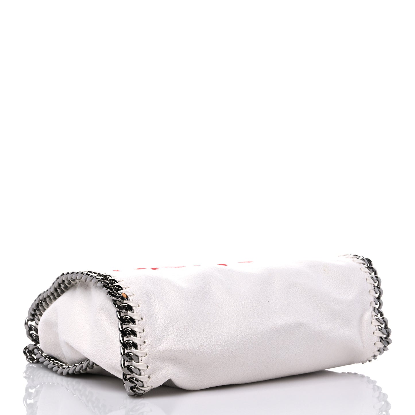 X ED CURTIS Shaggy Deer Logo Embroidered Mini Falabella Fold Over Tote White