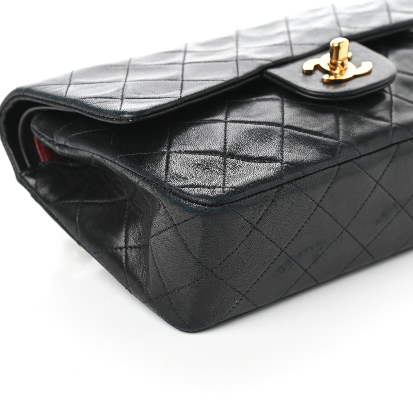 Lambskin Quilted Small Double Flap Black