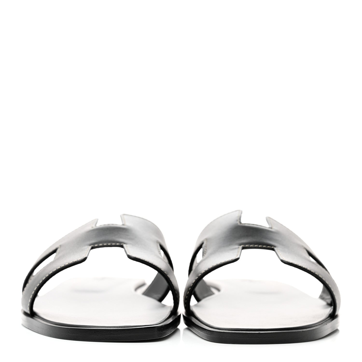 Hermes Box Calfskin Oran Sandals 40 Black 2 of 8