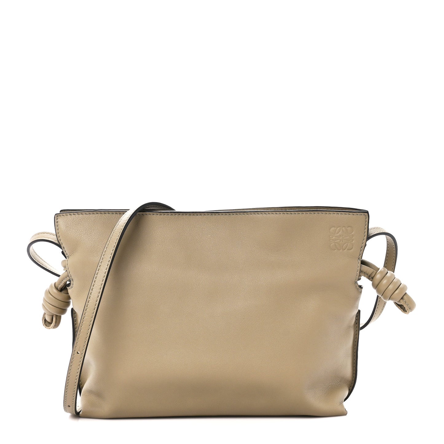 Calfskin Mini Flamenco Knot Clutch Clay Green