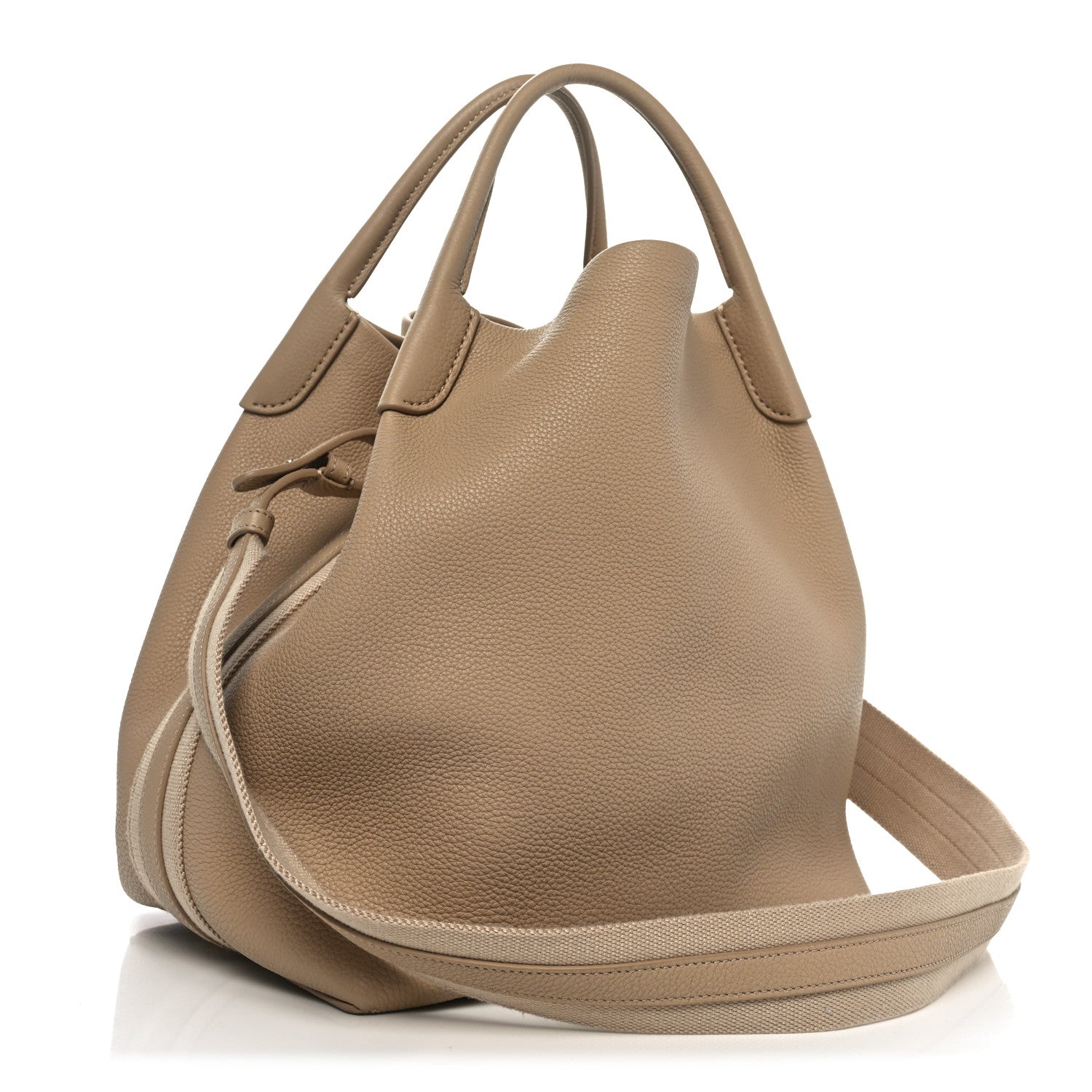Loro Piana Grained Calfskin Large Bale Bag Light Mastic 4 of 9