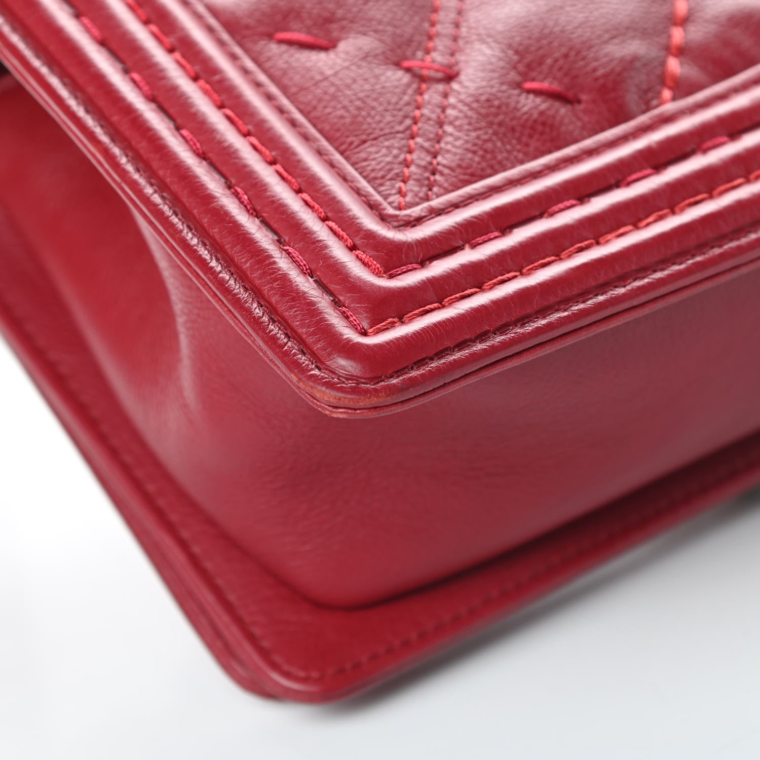 Chanel Calfskin Stitched Medium Boy Flap Red 12 of 16