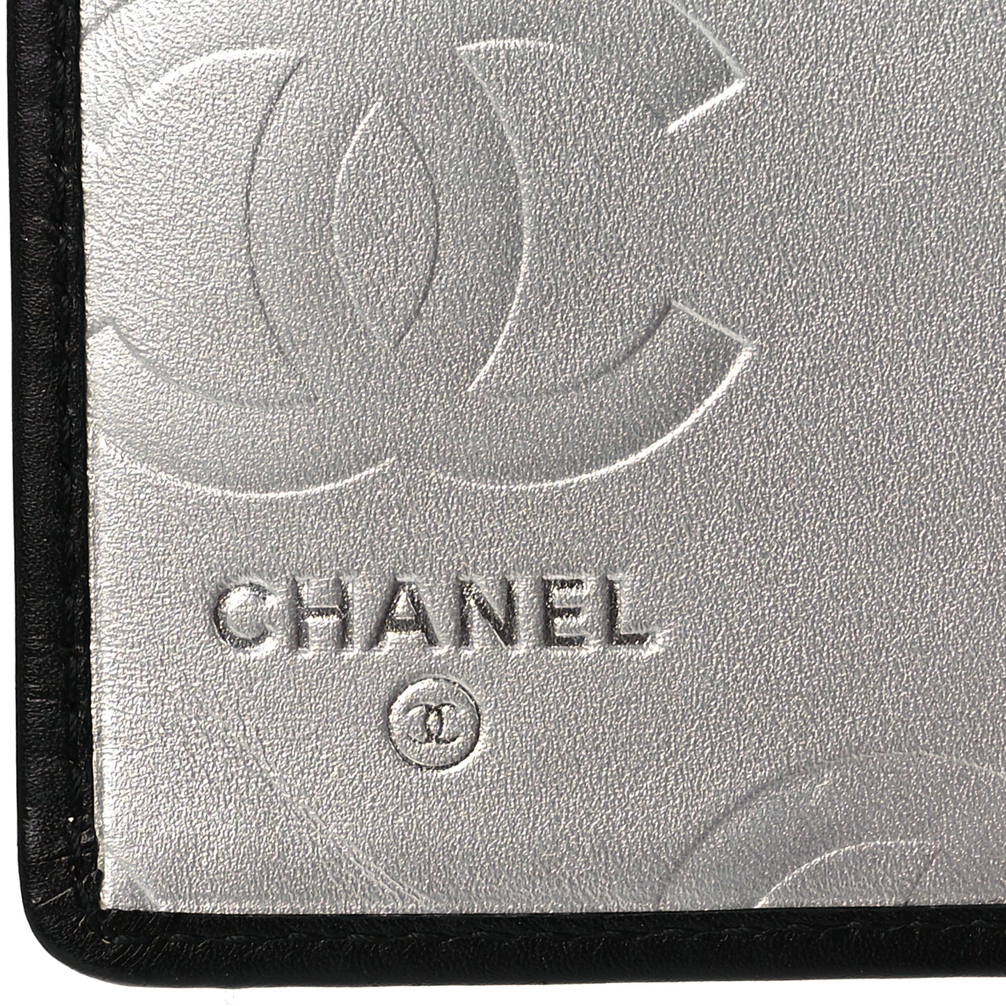 Calfskin Quilted Cambon Yen Wallet Black Silver