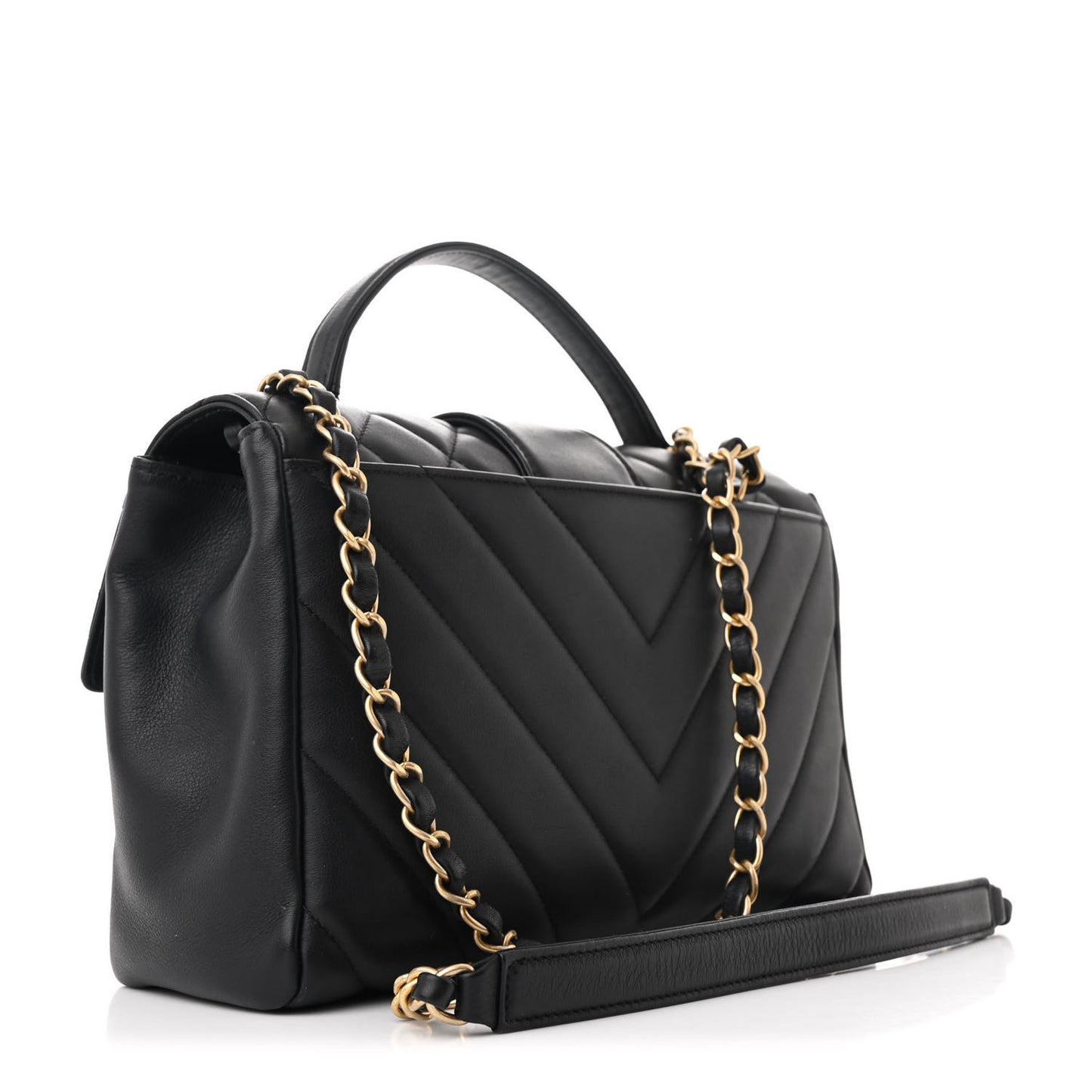 Calfskin Quilted Chevron In The City Bag Black