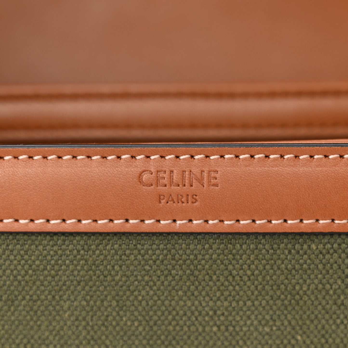 Textile Natural Calfskin Medium Triomphe Bag Green