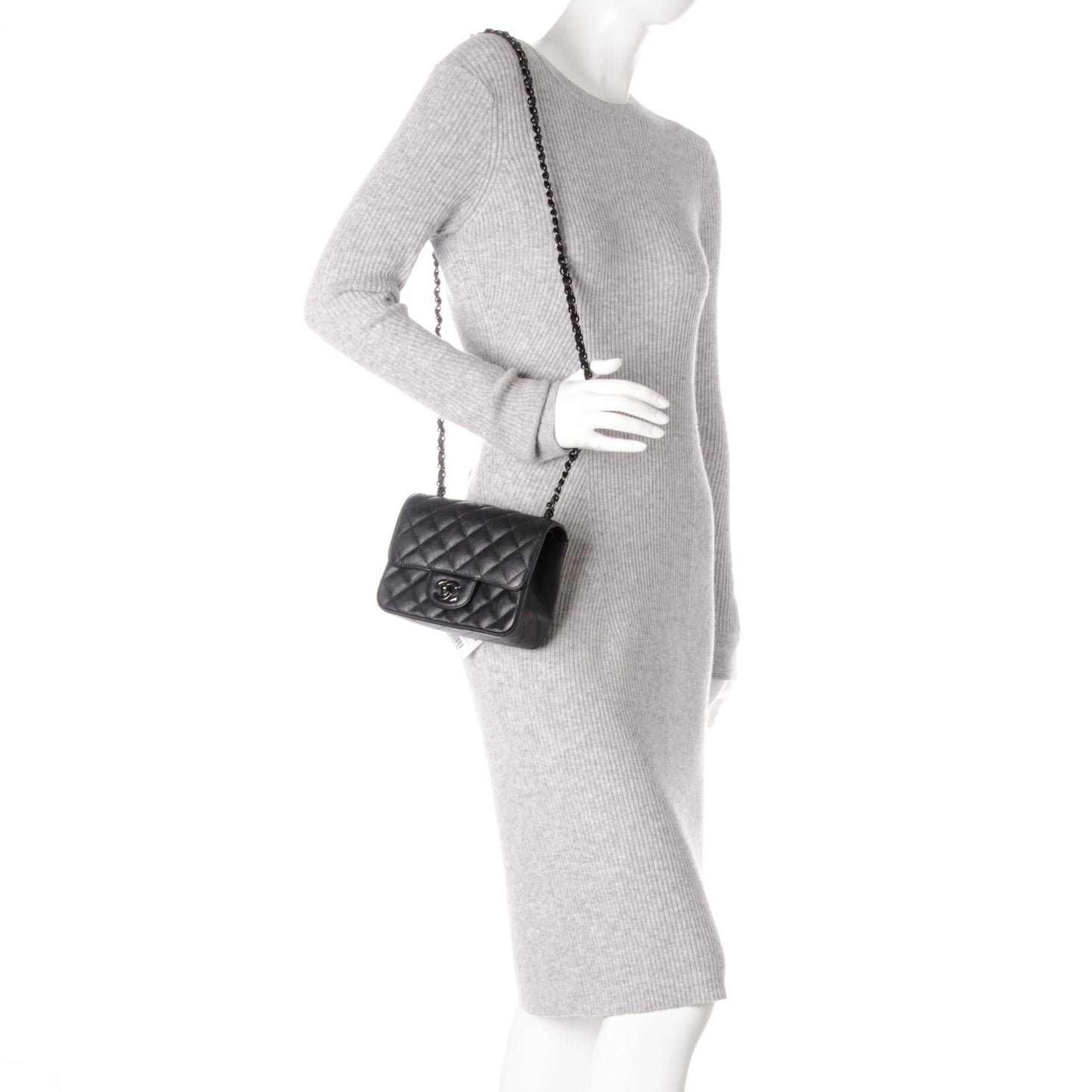 Calfskin Quilted Mini Square Flap So Black