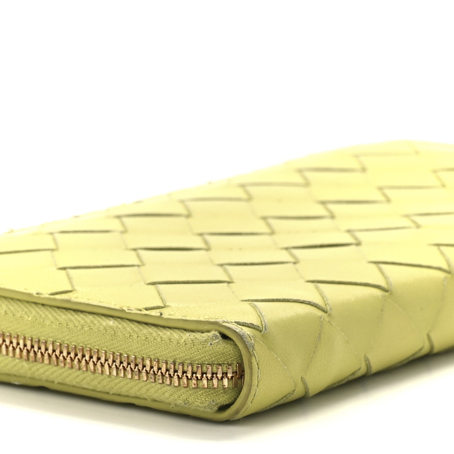 Nappa Intrecciato Zip Around Wallet Kiwi
