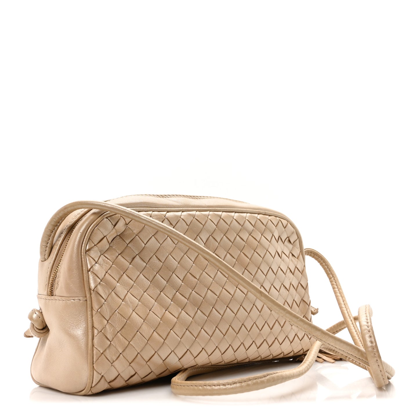 Metallic Nappa Intrecciato Mini Crossbody Rose Gold
